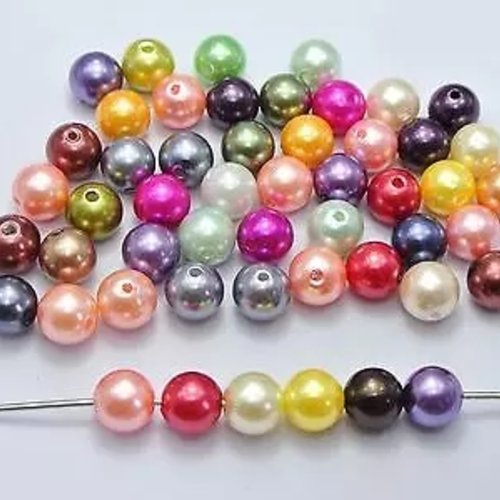 10 perles abs multicolores 10 mm  pour scrapbooking, brads, embellissement, cadeau, décoration, décor, die cut