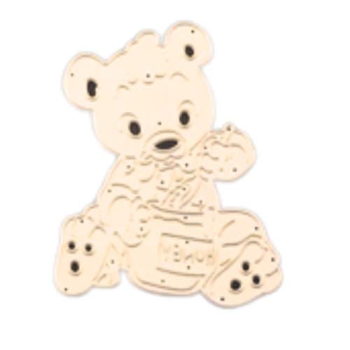 Découpe scrapbooking bébé ours avec son pot de miel, doudou, jouet, câlin, naissance, papier, embellissement, die cut, album,