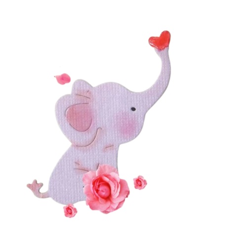Découpes scrapbooking bébé éléphant avec un coeur, naissance, animal, savane, nature, papier, embellissement, die cut