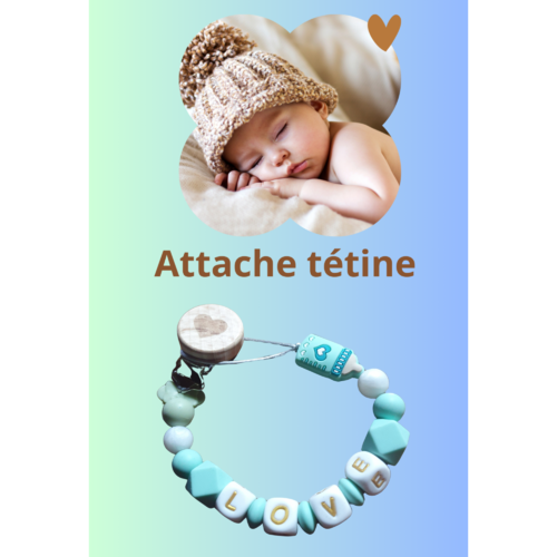 Attache sucette anneau de dentition bebe  fille  garcon naissance attache doudou personalisable avec sa boite cadeau (papier au choix)