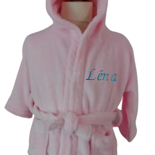 Peignoir Bebe A Capuche Personnalise Rose Clair 6 12 Mois Un Grand Marche