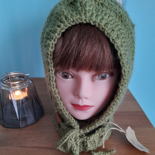 Bonnet cagoule brodé en tricot pour femme, bonnet en laine, chaud