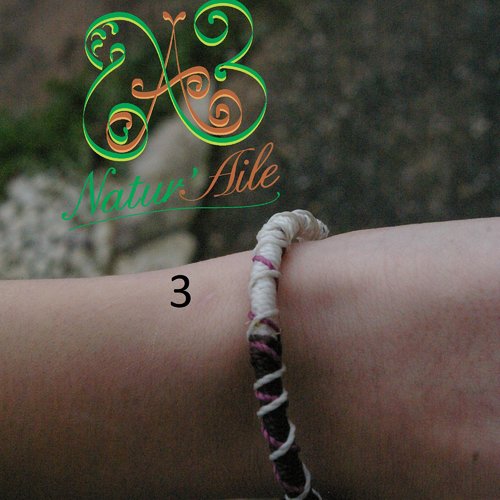 Bracelet épais multicolor unique n°3  marron violet rose blanc fils blanct#bracelet#dreads#boho#macramé#bijoux#unique#tresse