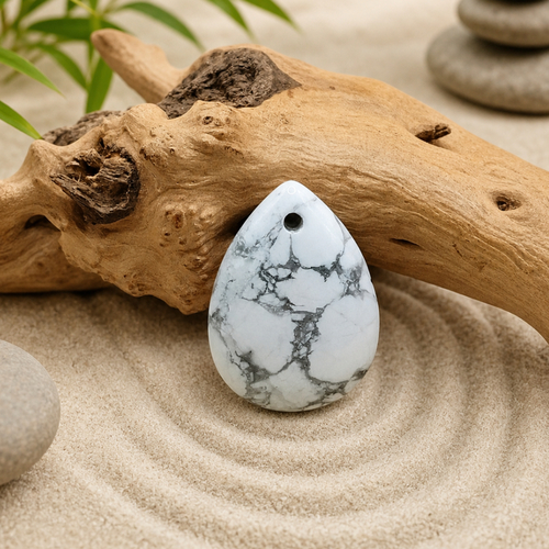 Pendentif naturel forme goutte en howlite