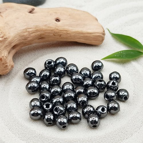 Lot de 40 perles naturelles hématite 4mm
