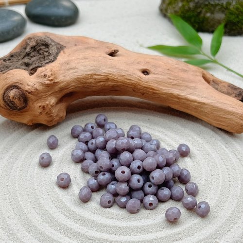 Lot de 90 perles en verre facettées 4mm lilas