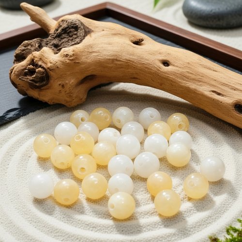 Lot de 30 perles naturelles calcite jaune 6mm