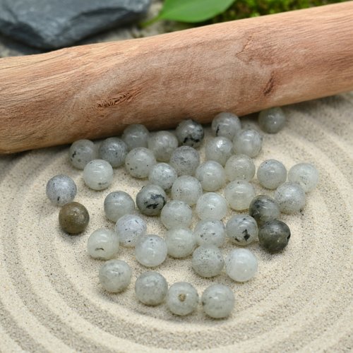 Lot de 40 perles naturelles labradorite grise 4mm