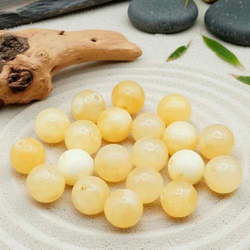Lot de 20 perles naturelles calcite jaune 8mm