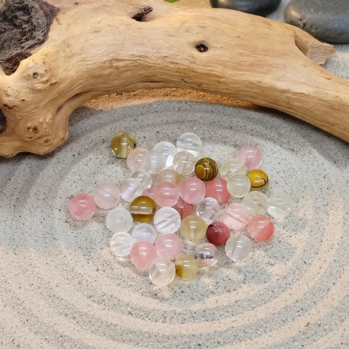 Lot de 40 perles naturelles quartz cerise 4mm