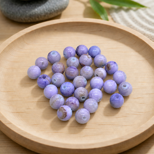 Perles rondes en calcédoine violette