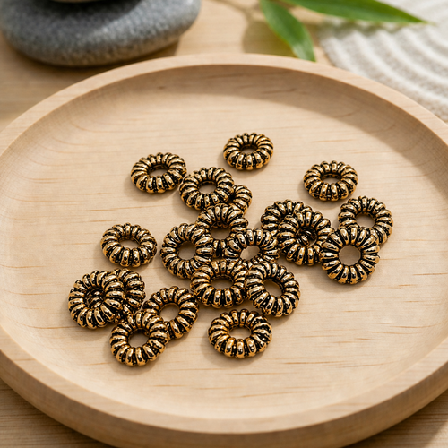 Perles intercalaires rondelles en métal doré vieilli 6mm par 20