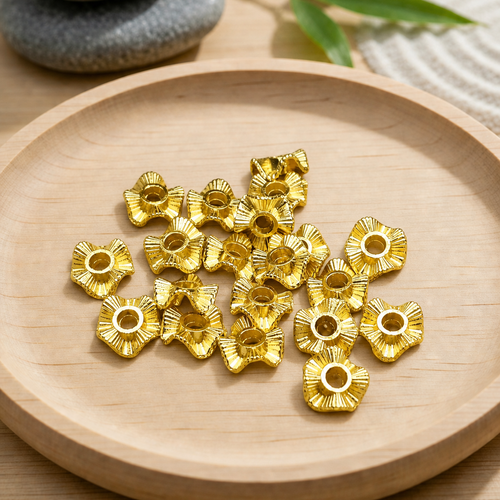 Perles coupelles ondulées en métal doré brillant 8mm par 20