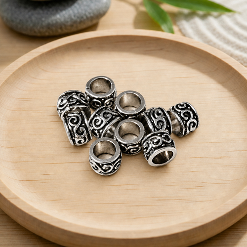 Perles intercalaires en métal argenté vieilli 6mm par 10
