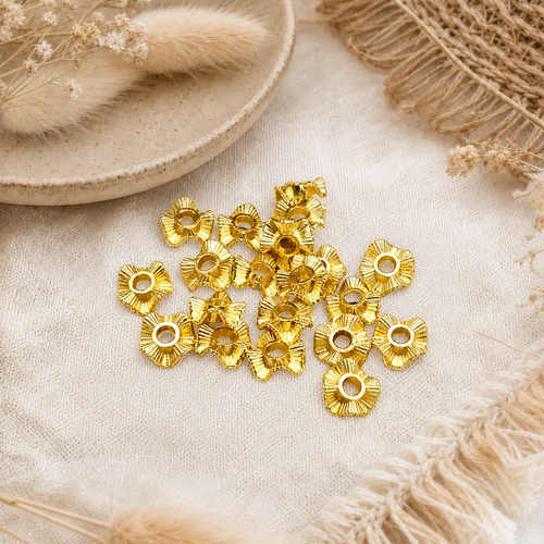 Lot de 20 perles intercalaires ondulées en métal doré 8mm