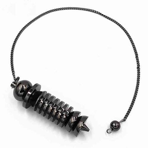 1 pendule égyptien isis osiris en métal - pendule divinatoire - cuivre couleur gunmetal - pendentif - avec chaîne (pm-egio05)