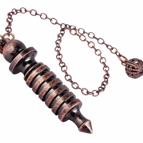 1 pendule égyptien isis en métal - pendule divinatoire - couleur cuivre vieilli - pendentif - avec chaîne cuivre (pm-egi04)