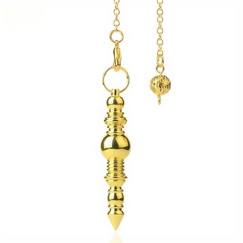 1 pendule égyptien isis bâton en métal - pendule divinatoire - doré - pendentif - avec chaîne dorée (pm-egi10)