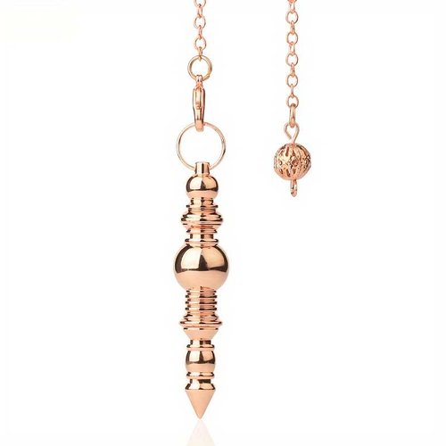 1 pendule égyptien isis bâton en métal - pendule divinatoire - doré rose - pendentif - avec chaîne dorée (pm-egi11)