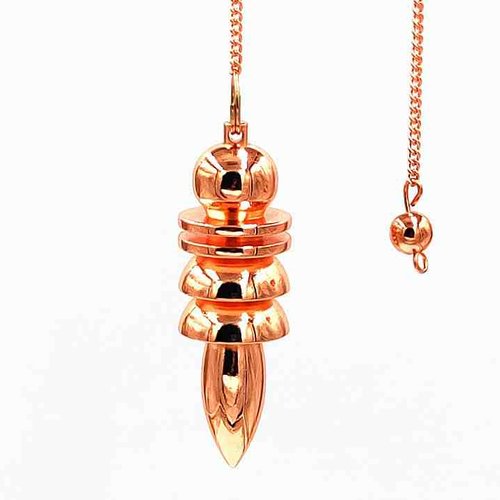 1 pendule égyptien isis osiris avec pointe - cuivre doré rose - pendentif égyptien - pendule divinatoire - avec chaîne (pm-egio08)