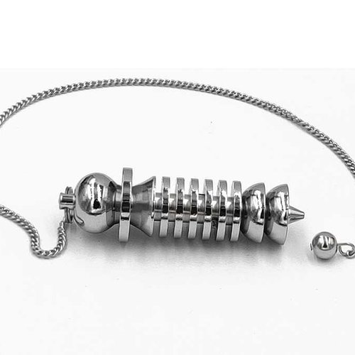 1 pendule pendentif égyptien isis osiris en métal - cuivre chromé - avec chaîne argentée (pm-egio01)