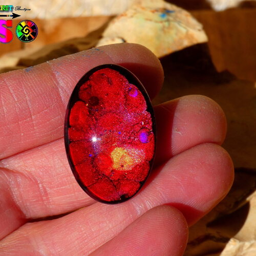 Cabochon ovale verre bombé 3 cm x 2 cm (&quot;1.18x &quot;0.78) - coloration artisanale - cabochon pour création bijoux multicolore iridescent
