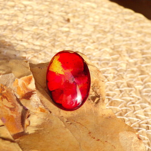 Cabochon ovale verre bombé 2.5 cm x 1.8 cm (&quot;0.98 x &quot;0.70) / coloration artisanale / cabochon pour création bijoux / multicolore n 3