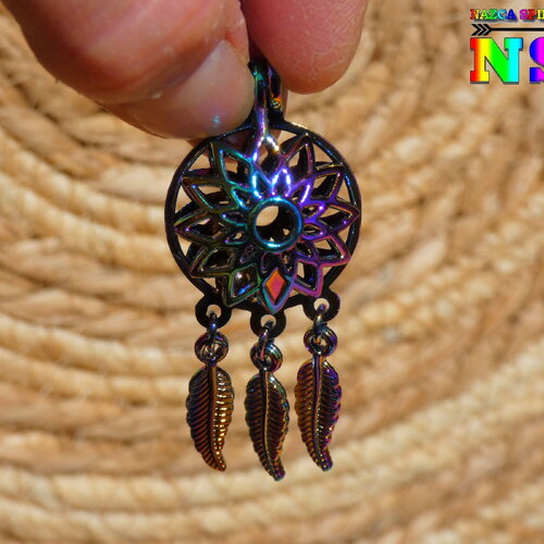 New ! pendant cage bohème diffuseur parfum et huiles essentielles en acier inoxydable multicolore - pendant attrape rêves iridescent