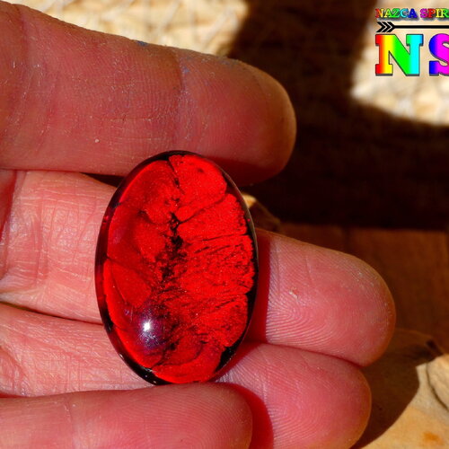 Cabochon ovale verre bombé 3 cm x 2 cm (&quot;1.18x &quot;0.78) - coloration artisanale - cabochon pour création bijoux multicolore iridescent