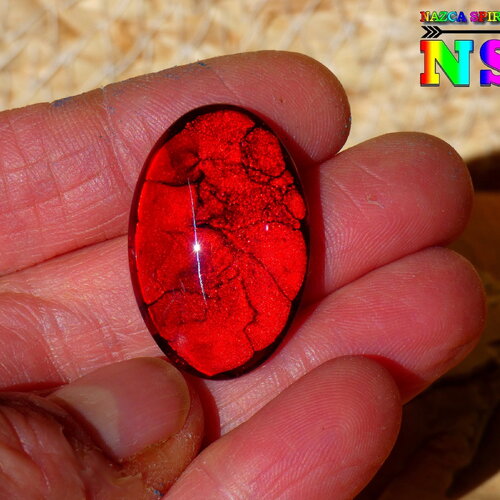 Cabochon ovale verre bombé 3 cm x 2 cm (&quot;1.18x &quot;0.78) - coloration artisanale - cabochon pour création bijoux multicolore iridescent