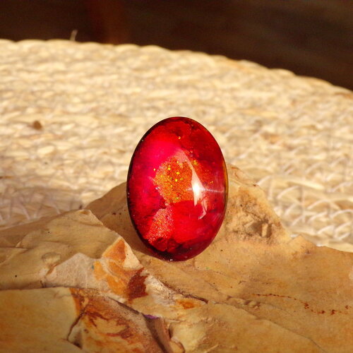 Cabochon ovale verre bombé 2.5 cm x 1.8 cm (&quot;0.98 x &quot;0.70) / coloration artisanale / cabochon pour création bijoux / multicolore n 2