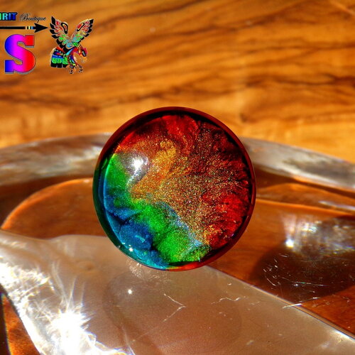 Cabochon verre rond bombé 2 cm (&quot;0.78 ) / coloration artisanale / cabochon ethnique fait main / pour création bijoux / tons multicolores
