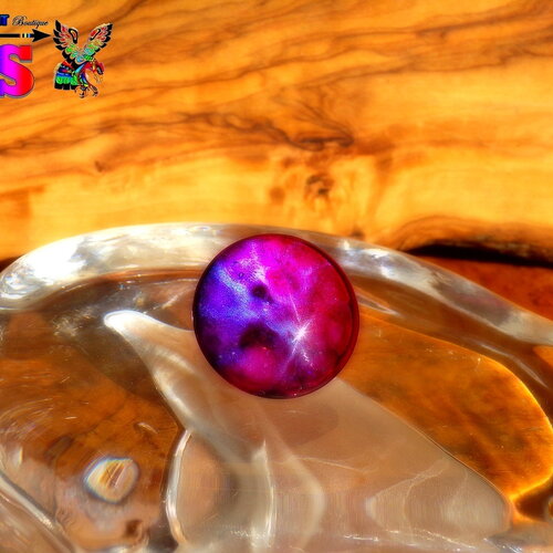 Cabochon rond verre dôme 2.5 cm (&quot;0.98) / coloration artisanale multicolore iridescent / mauve violet fuchsia