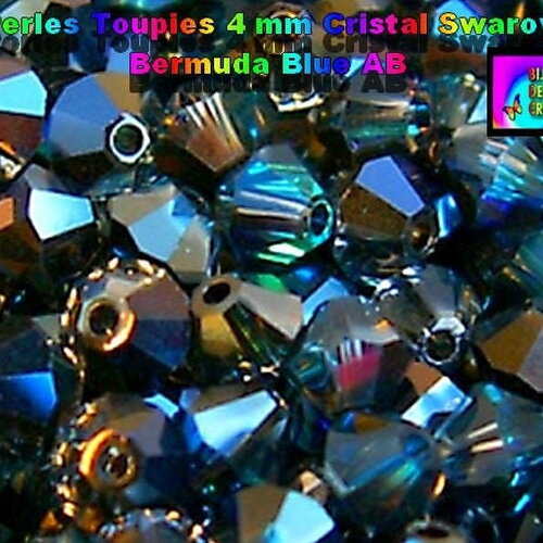 40 perles toupies en cristal autrichien de 4 mm couleur bermuda blue ab