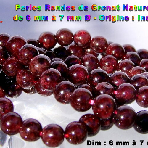 30 perles rondes de grenat naturel de 6 mm à 7 mm de diamètre qualité aa+ / origine : inde / pierre fines