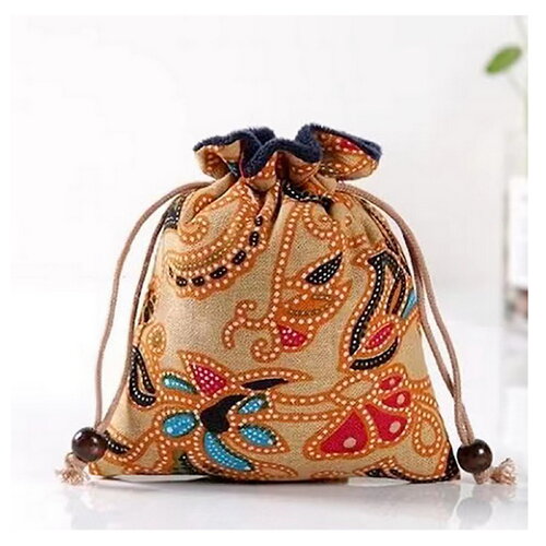 Pochette à bijoux de luxe en tissus ethnique multicolore, sachet bijoux  intérieur velour, sac cadeau fabrication artisanale 13 cm x 15 cm