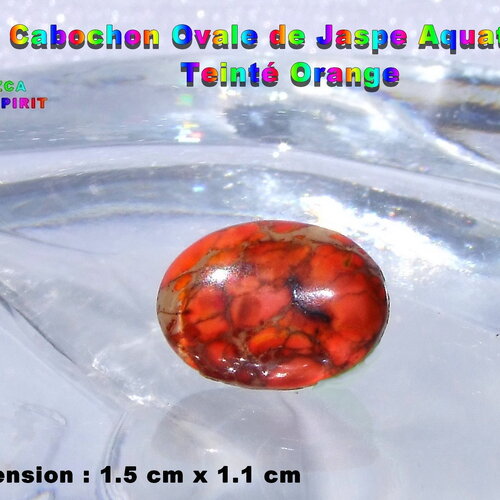 1 cabochon ovale de 1.5 cmx 1.1 cm  en jaspe aquaterra, jaspe teinté orange veinures brunes, pour création bijoux ethniques