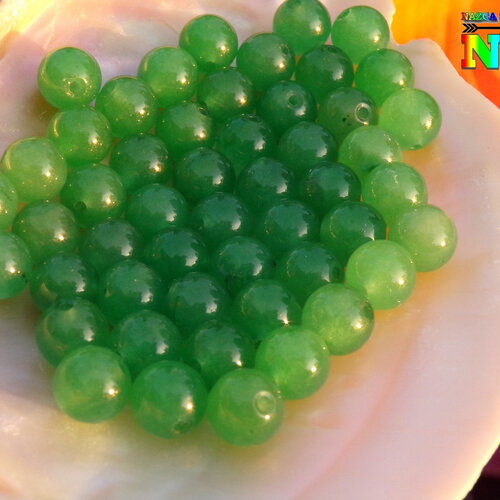 10 perles rondes lisses d'aventurine naturelle de 8 mm (&quot;0.31) de diamètre - perles en pierre fine naturelle pour création bijoux -trou 1 mm