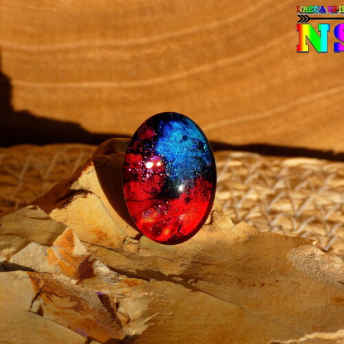 Cabochon ovale verre bombé 2.5 cm x 1.8 cm (&quot;0.98 x &quot;0.70) - coloration artisanale - cabochon pour création bijoux multicolore iridescent
