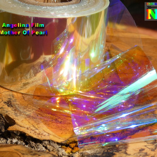 1 mètre de film fantasy angelina aurore boréale, 4 cm de large, 30 microns, nail art, mother of pearl,arc-en-ci