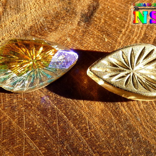 Cabochon goutte facettée cristal autrichien  14 mm, cristal autrichien crystal paradise shine, gravure feux d'artifice, création bijoux