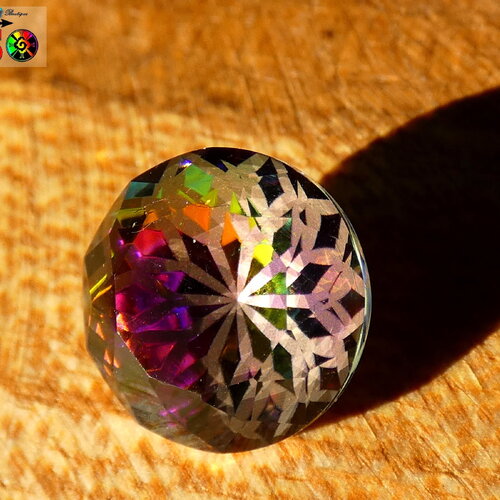 Cabochon rond chaton facetté de 10 mm, cristal autrichien gamme fleur de lotus, cristal autrichien couleur volcano, création bijoux