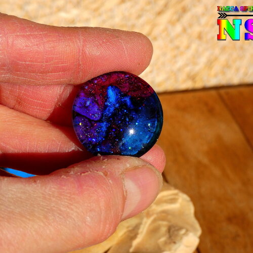 Cabochon rond en verre bombé de 2.5 cm (&quot;0.98 ) - création artistique fait main -  cabochon multicolore iridescent pour création bijoux