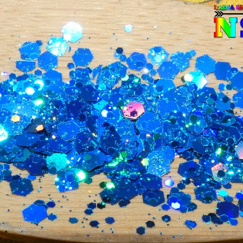 Paillettes laser holographique hexagonales caméléon sachet de 5 gr (0.18 oz), bleu azurite iridescente, pour inclusion résine, nail art