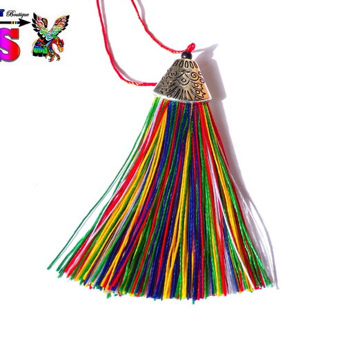 3 pendentifs pompons de 8 cm (&quot;3.15) - rayonne soie artificielle - pompons pour création bijoux - 6 pompons multicolore arc-en-ciel