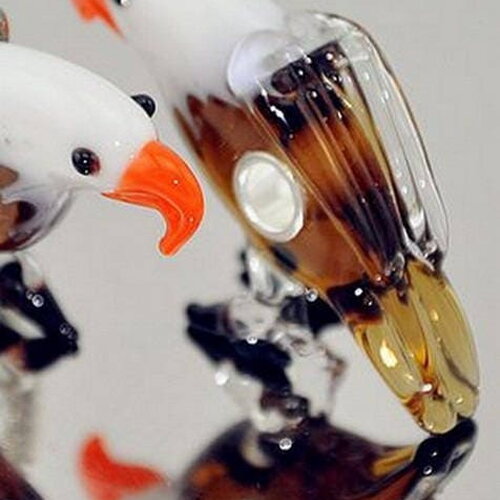 Grande perle aigle en verre de 4 cm x 2.5 cm  (&quot;1.57 x &quot;0.98) - aigle tribal ethnique lampwork - perles artisanale verre filé à la main