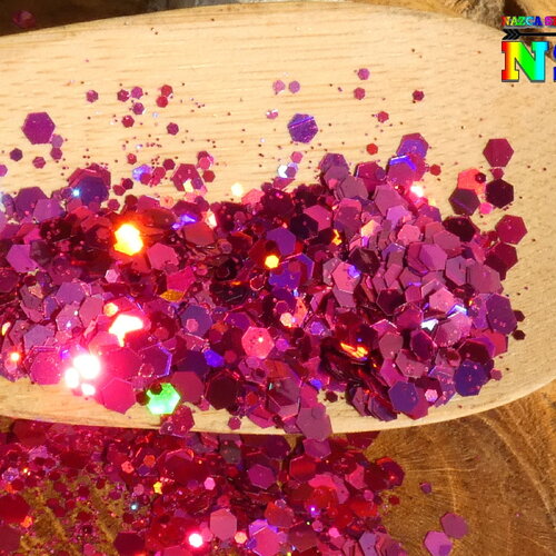 Paillettes laser holographique hexagonales caméléon sachet de 5 gr (0.18 oz), rose rubis iridescent, pour inclusion résine, nail art
