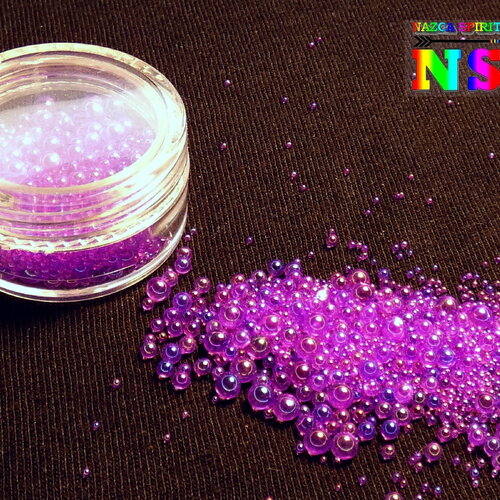 Perles verre caviar crystal ab mauve iridescent bulles de sirène, billes rondes non percées, loisir créatif,nail art et fabrication bijoux