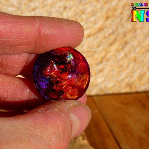 Cabochon rond en verre bombé de 2.5 cm (&quot;0.98 ) - création artistique fait main -  cabochon multicolore iridescent pour création bijoux