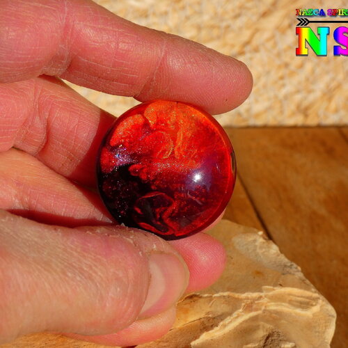 Cabochon rond en verre bombé de 3 cm (&quot;1.18 ) - création artistique fait main -  cabochon multicolore iridescent pour création bijoux